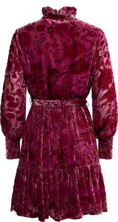 Saga Wide Velvet Dress - Dark Pink
