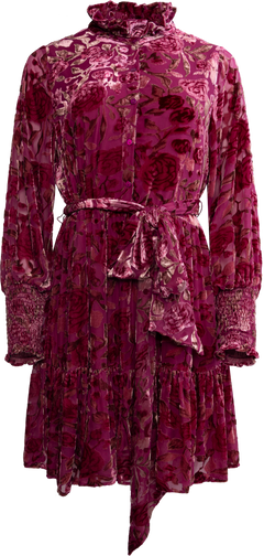 Saga Wide Velvet Dress - Dark Pink