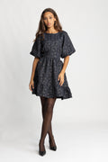 Svanhild Brocade Dress - Navy