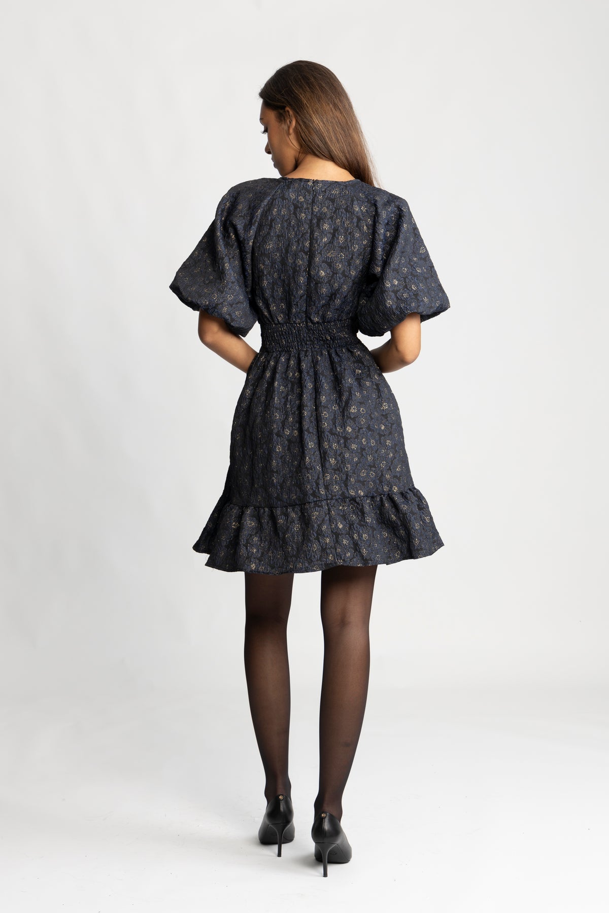 Svanhild Brocade Dress - Navy