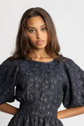Svanhild Brocade Dress - Navy