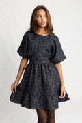 Svanhild Brocade Dress - Navy