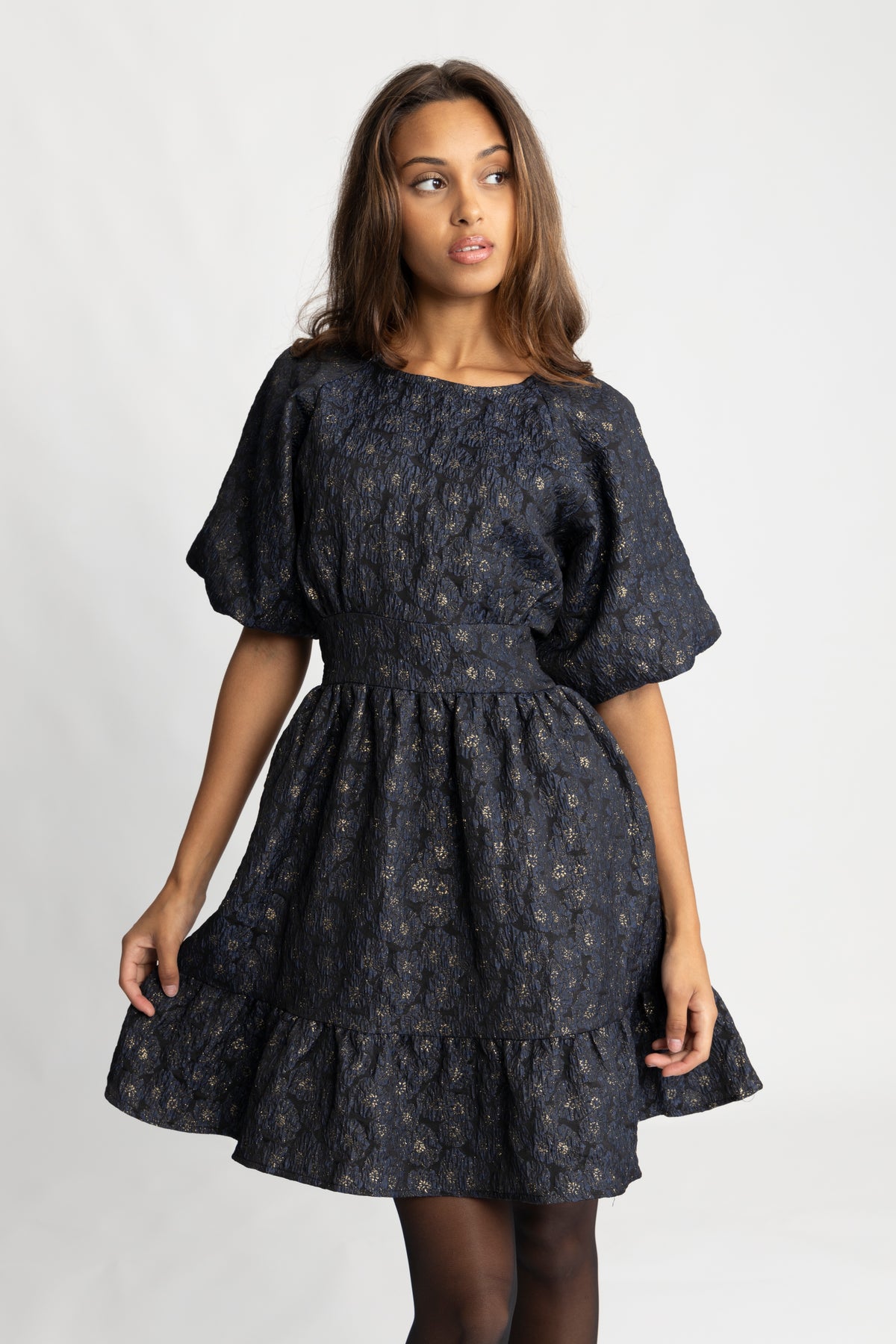 Svanhild Brocade Dress - Navy