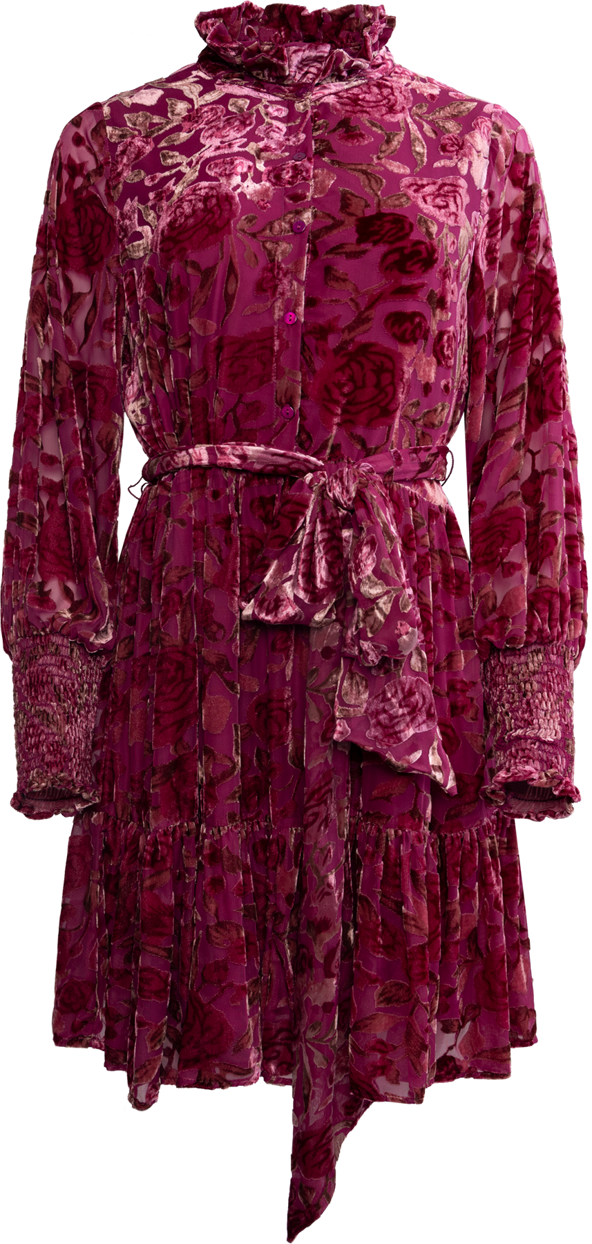 Saga Wide Velvet Dress - Dark Pink