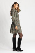 Evina Cord Print Dress - Green