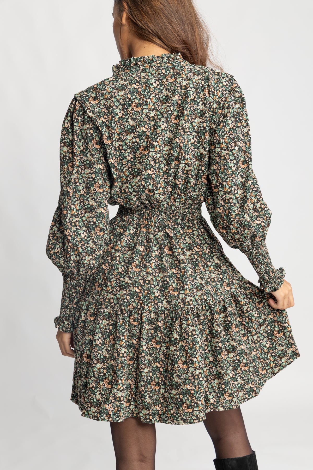 Evina Cord Print Dress - Green