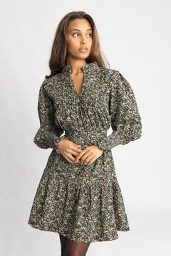 Evina Cord Print Dress - Green