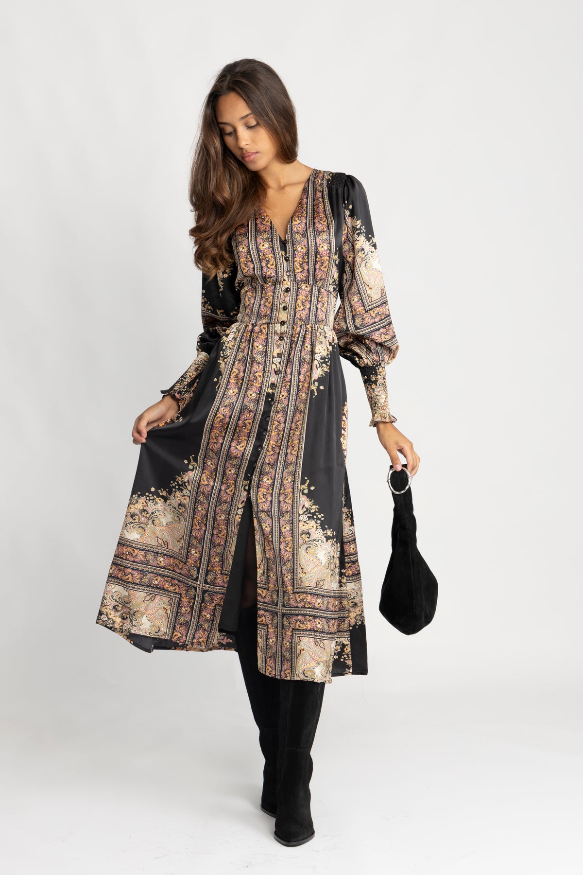 Una Paisley Dress - Black Gold