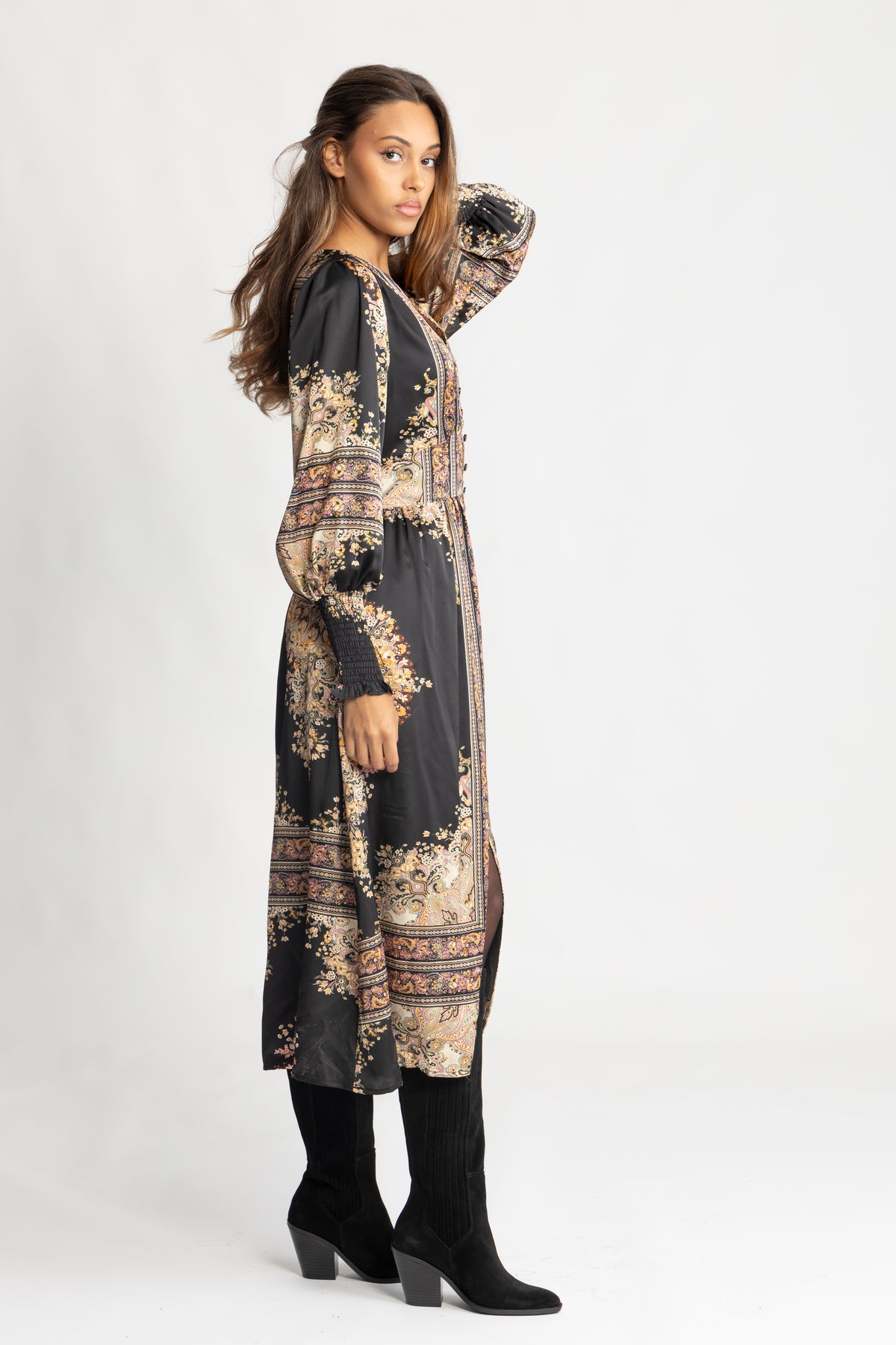 Una Paisley Dress - Black Gold