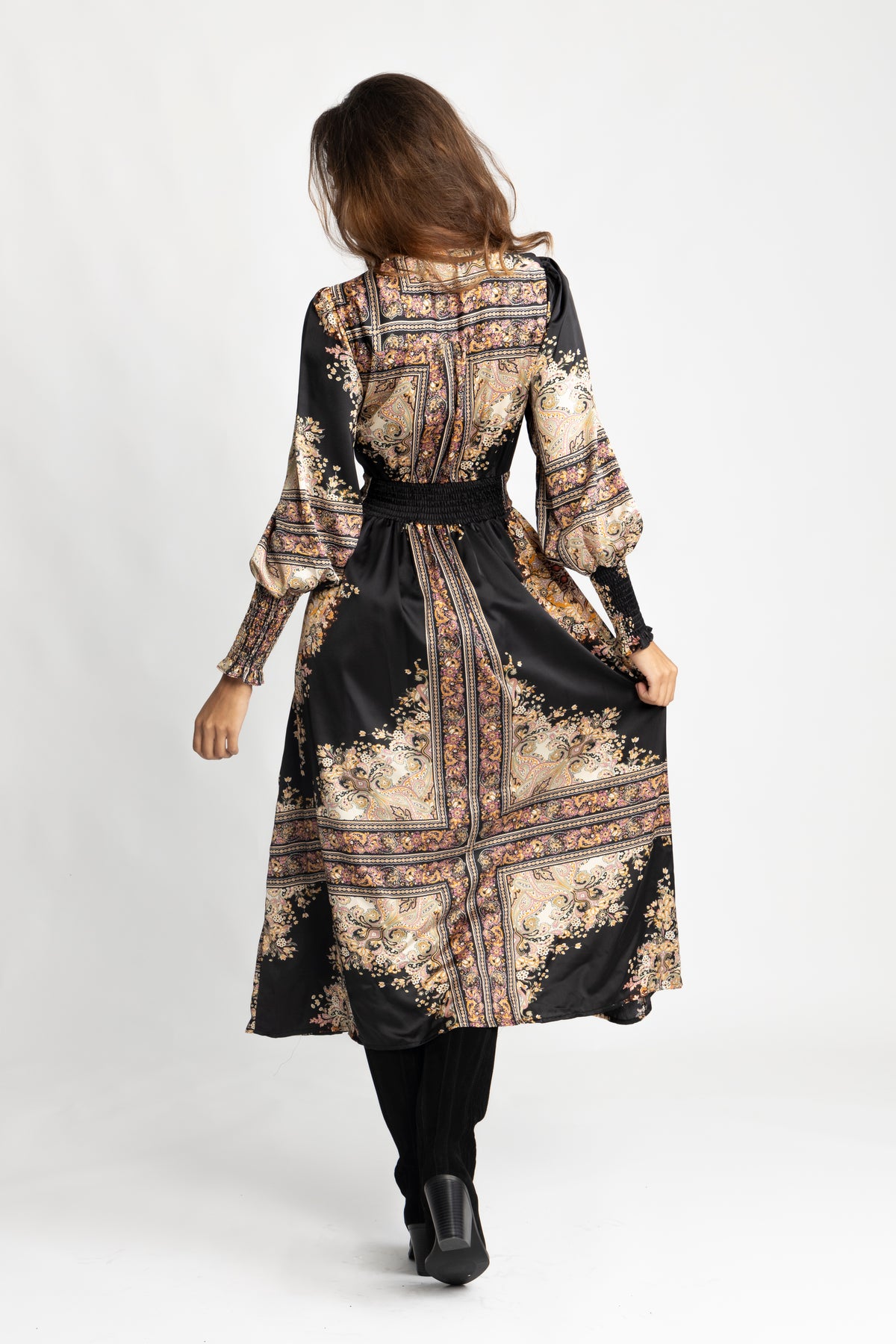 Una Paisley Dress - Black Gold