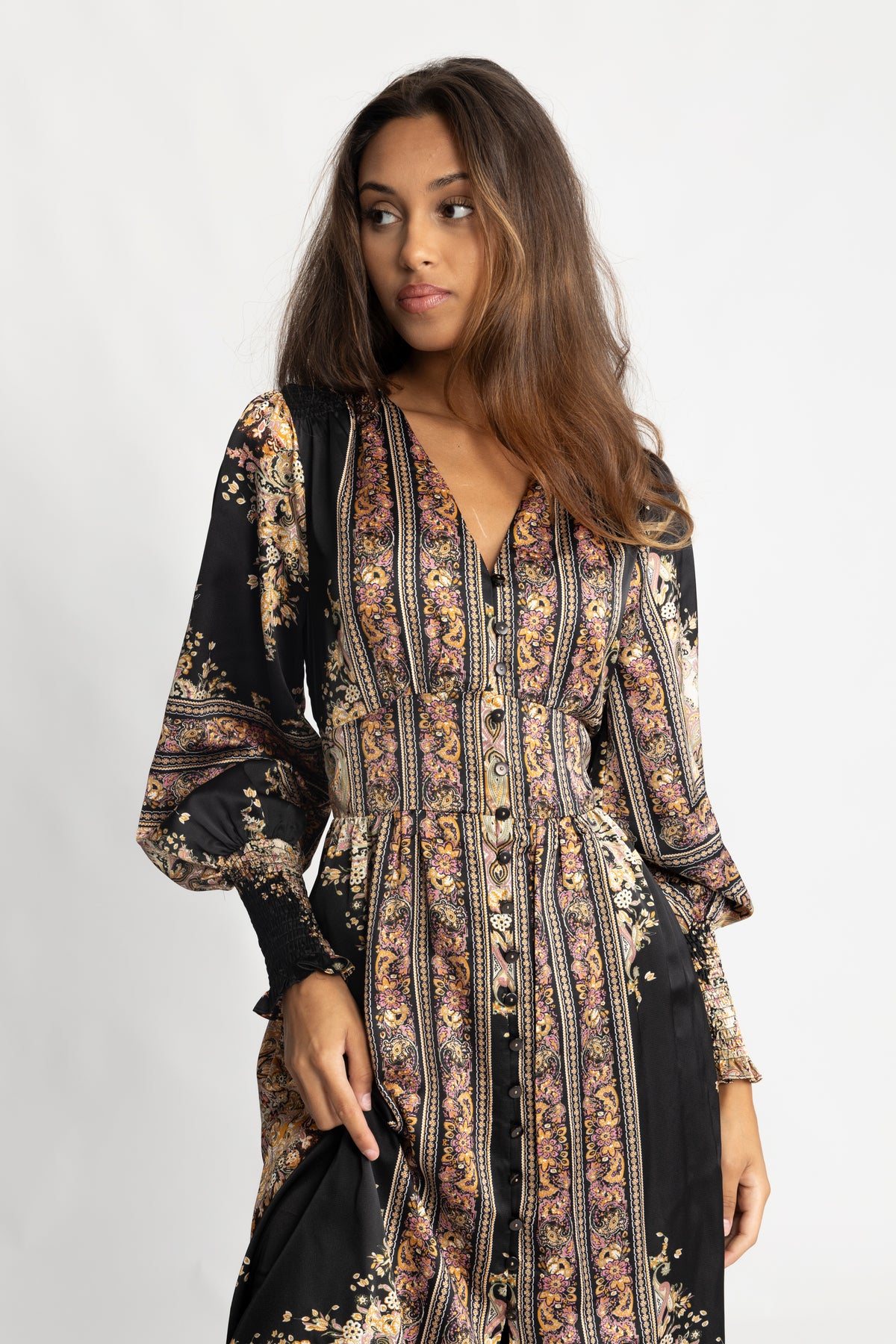 Una Paisley Dress - Black Gold