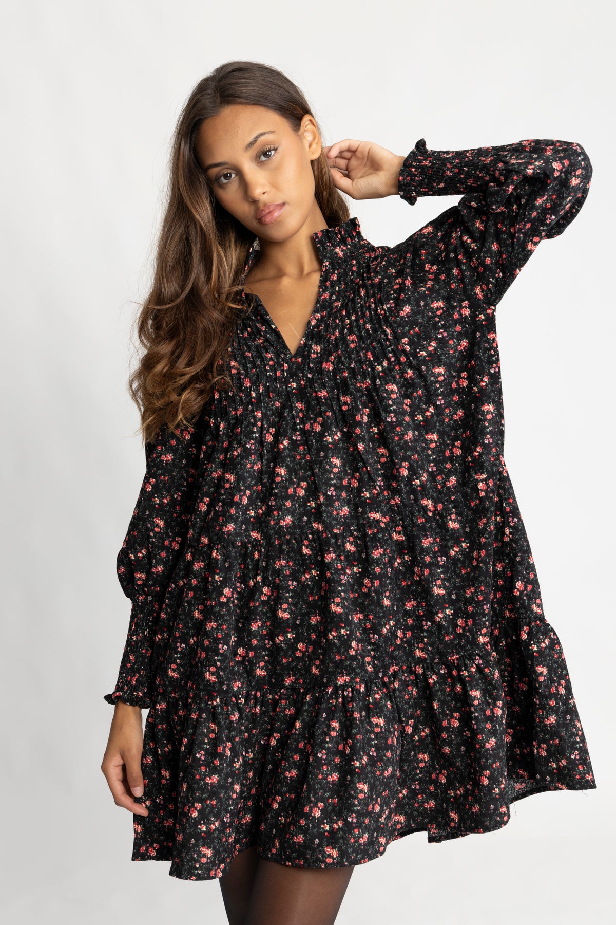 Embla Cord Print Dress - Black