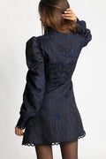 Bergine Brocade Dress - Dark Navy