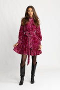 Saga Wide Velvet Dress - Dark Pink