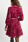 Saga Wide Velvet Dress - Dark Pink