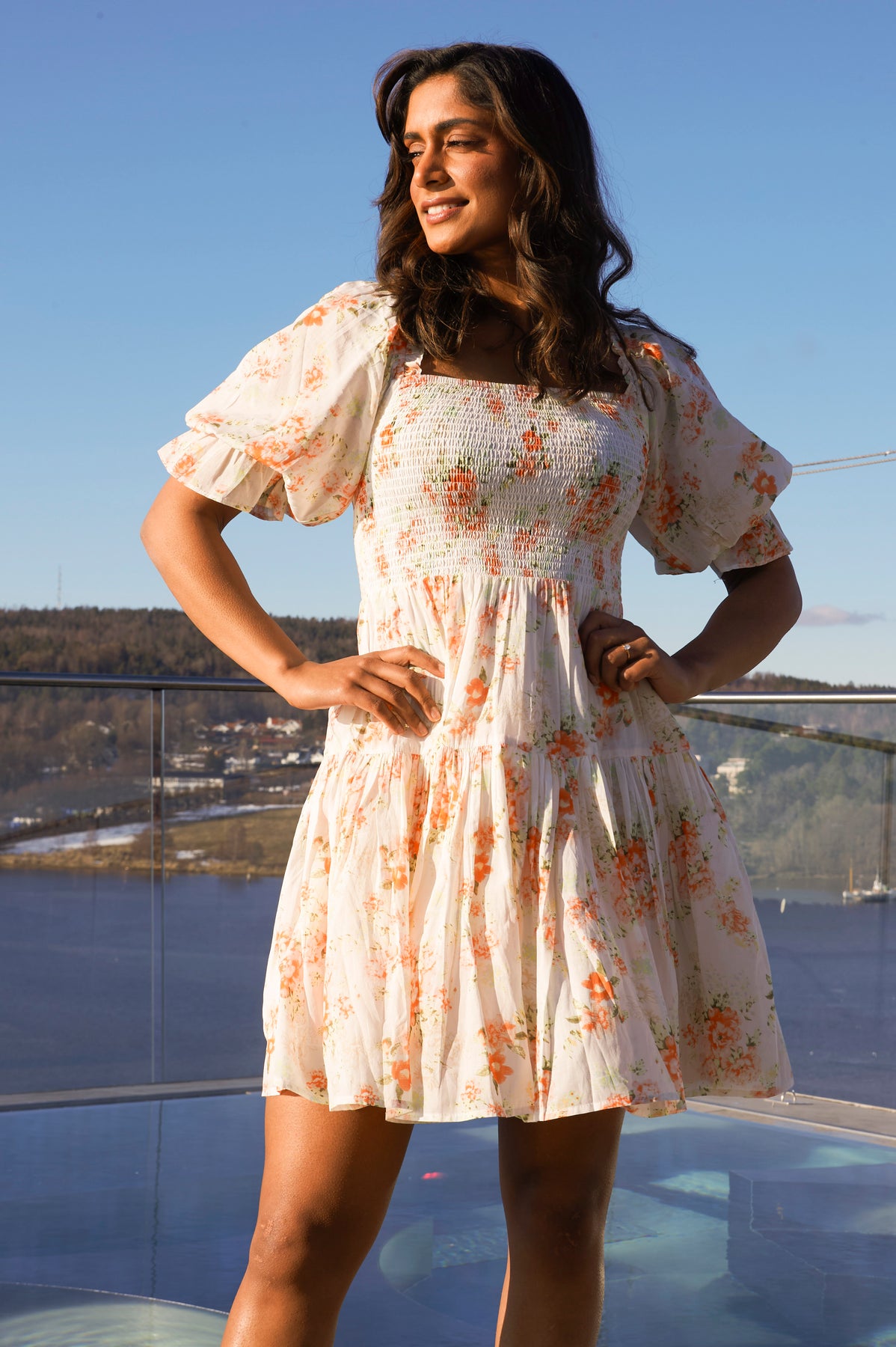 Dagna Voile Dress - White Orange Blossom