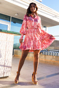 Saga Wide Dress - Coral Paisley