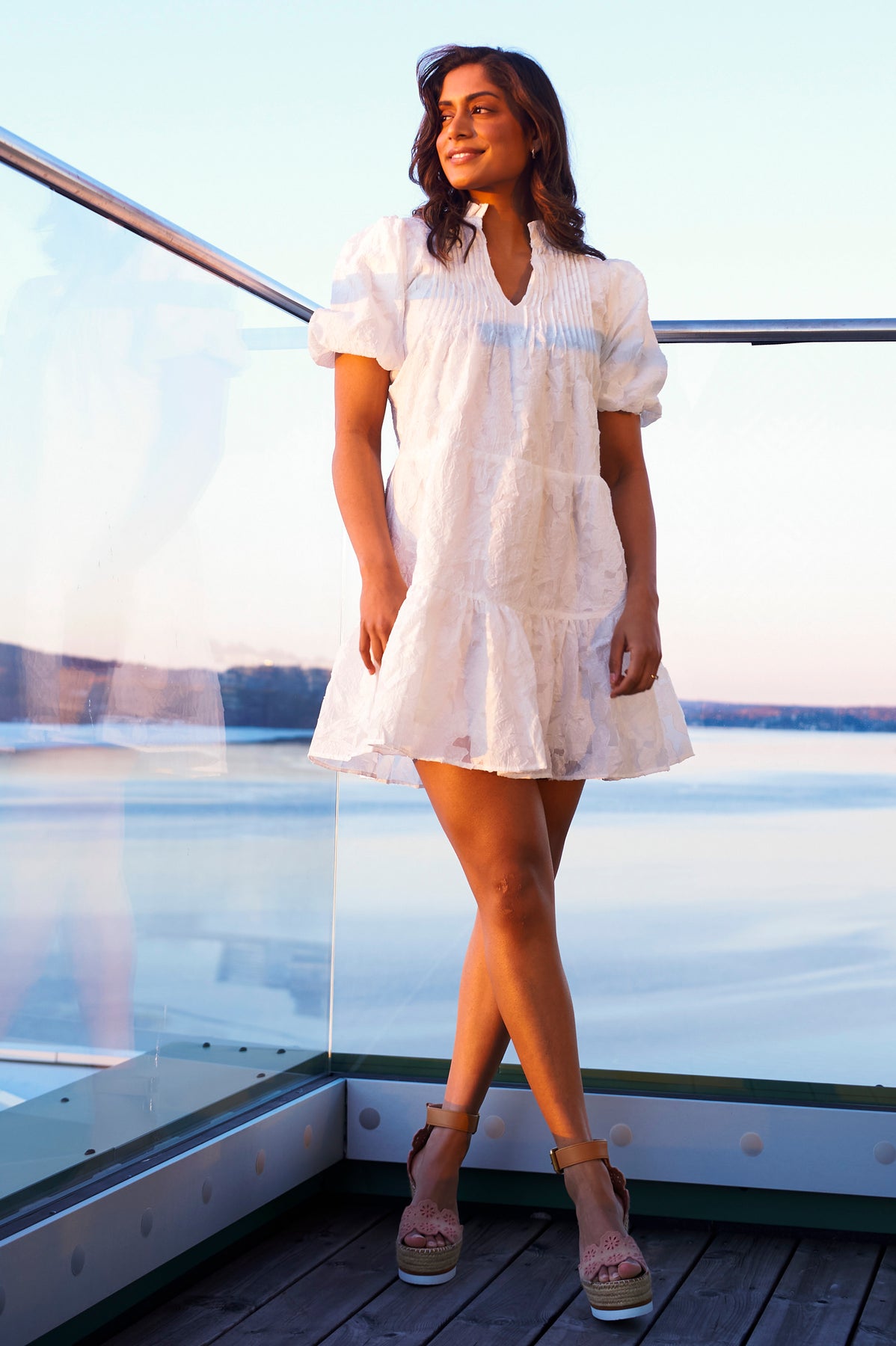 Embla Dress - White Brocade