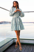 Delphine Poplin Print Dress - Blue Garden