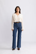 Hellvi Ruffle Chiffon Blus - Creme