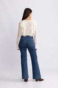 Hellvi Ruffle Chiffon Blus - Creme