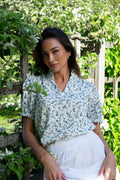 Signy Blouse - White Blue