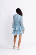 Jade Wave Plisse Dress - Ljusblå