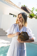 Rikke Raffia Clutch Bag - Sand