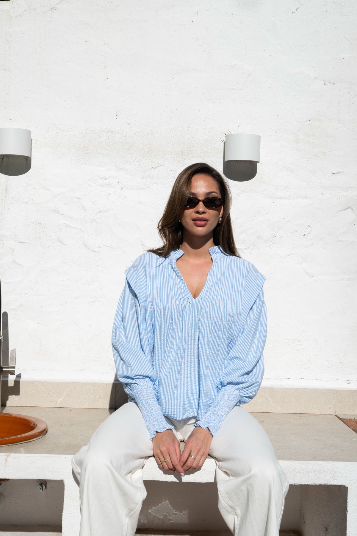 Emma Stripe Blus - Blå