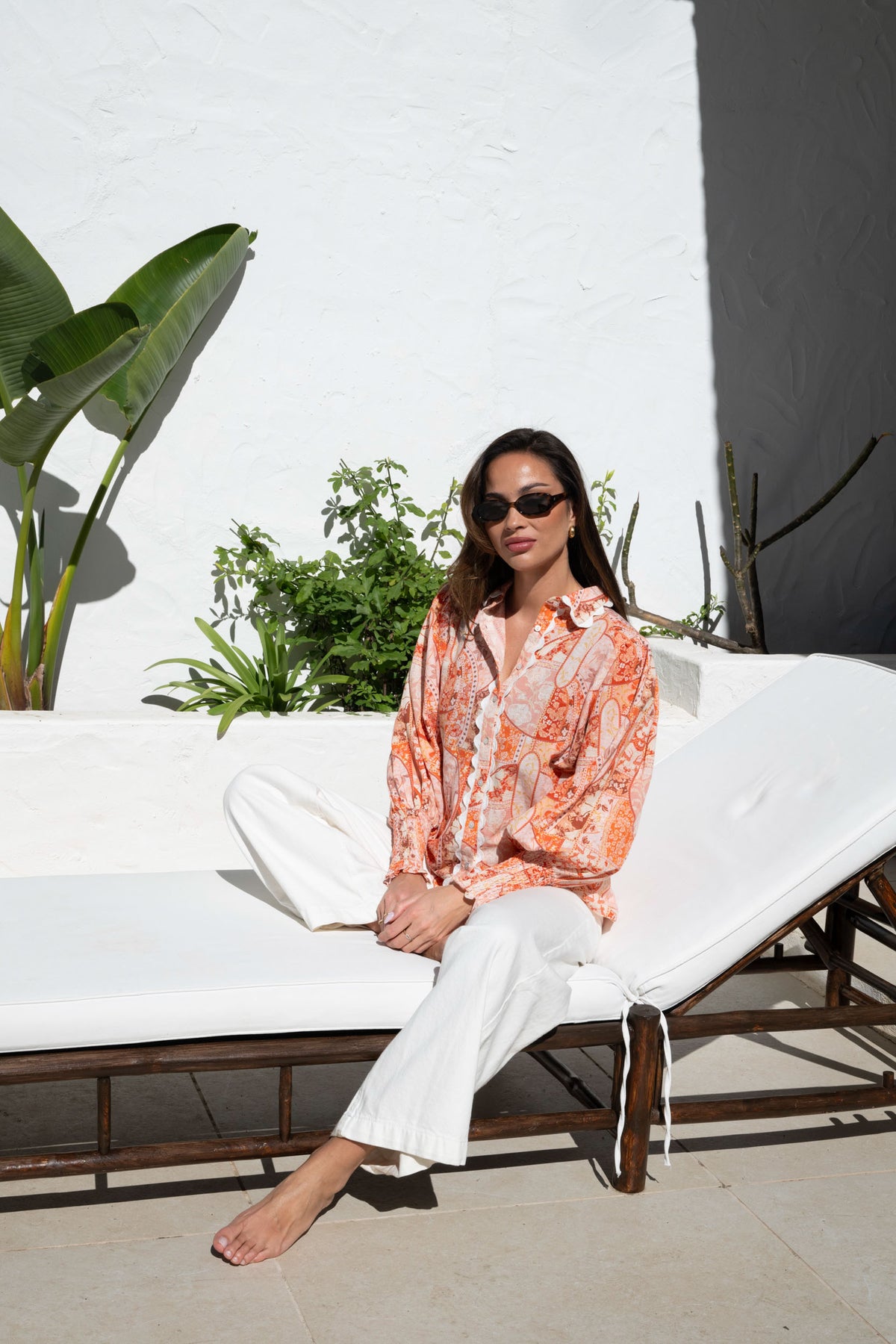 Sibba Patchwork Blus - Korall