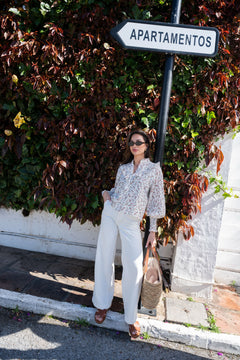 Synne Cotton Blouse - Pink Flower