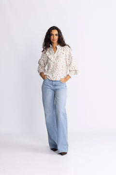 Synne Cotton Blouse - Pink Flower