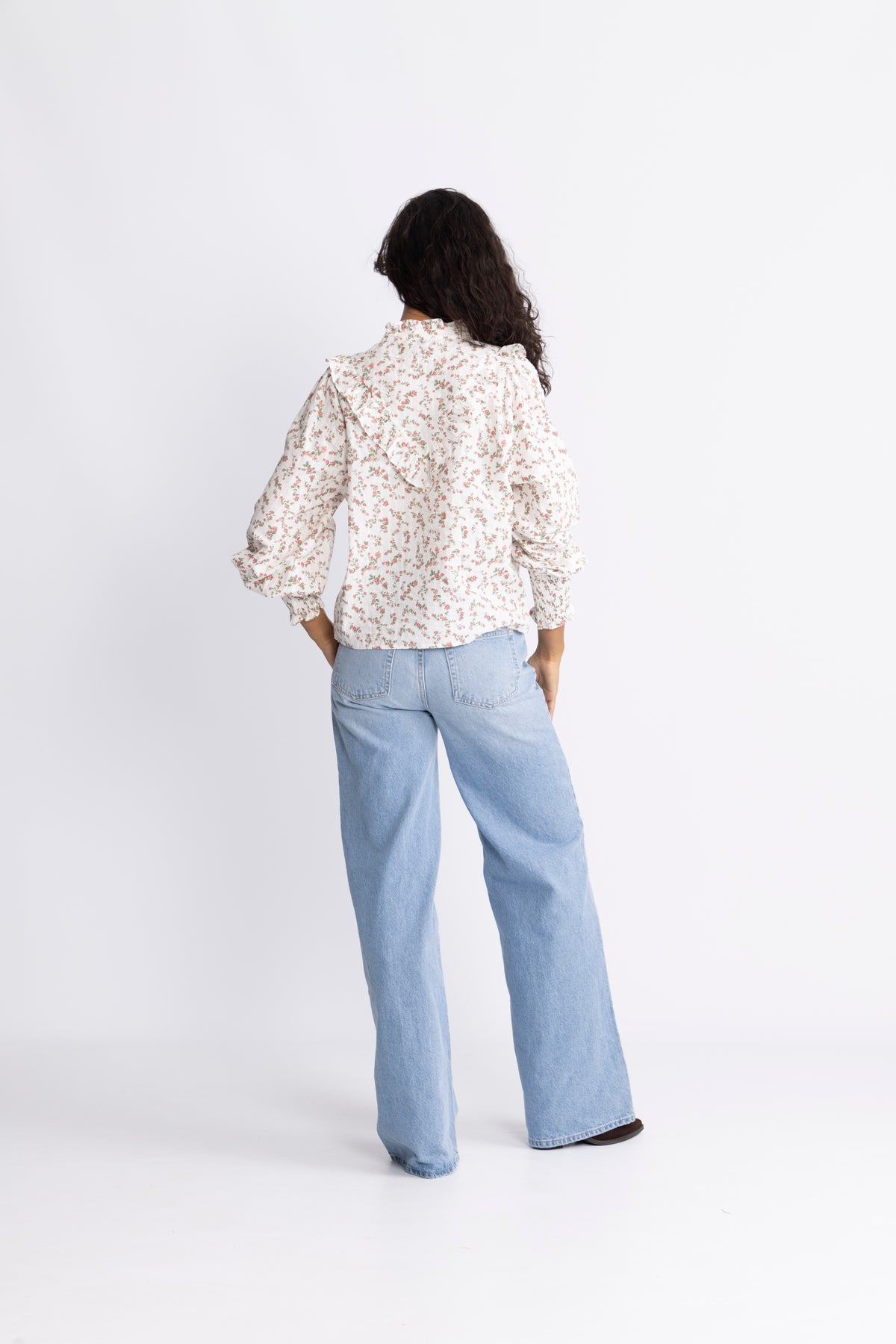 Synne Cotton Blouse - Pink Flower