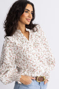 Synne Cotton Blouse - Pink Flower