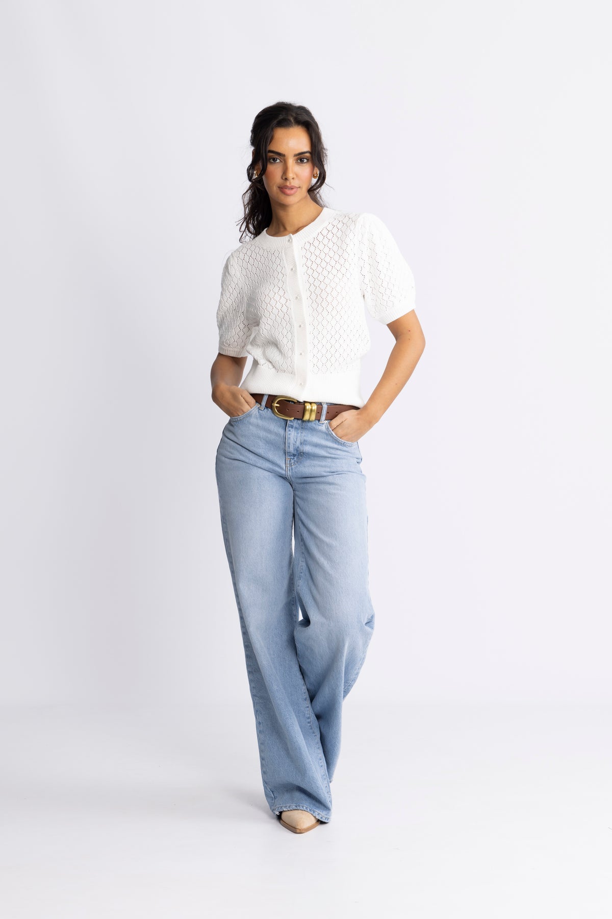 Kari Crochet Tee - Off White