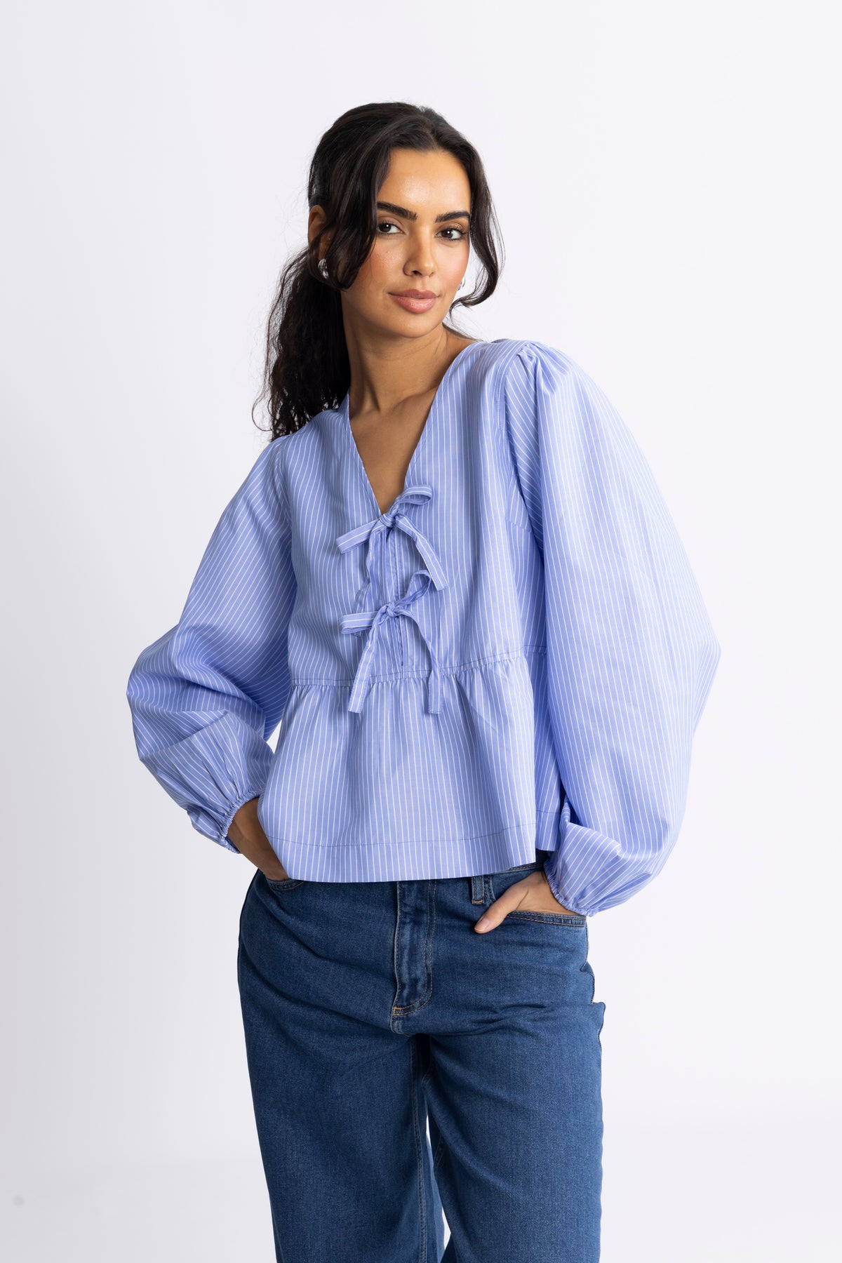 Esra Bow Blus - Blå