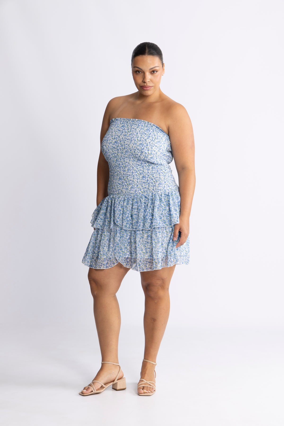 Kanutte Chiffon Smock Dress - Blå