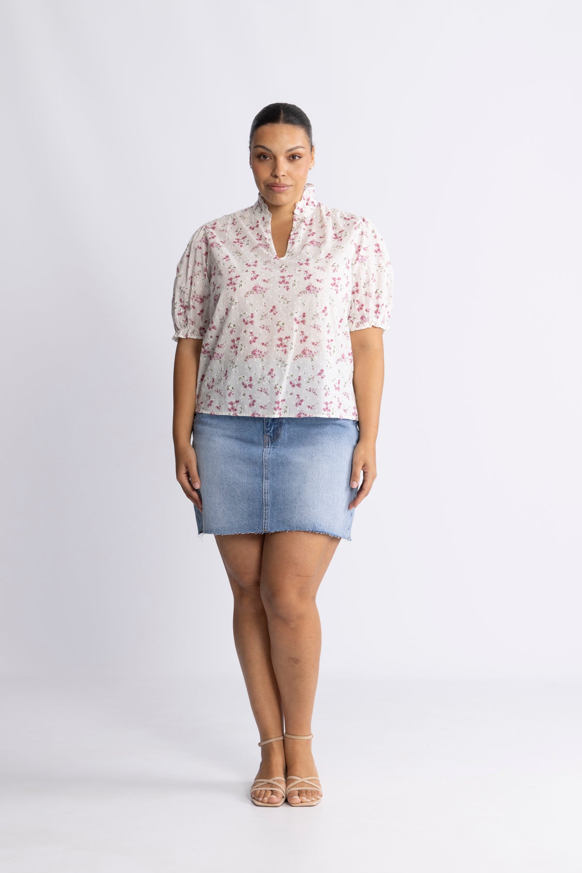 Signy S Flower Dobby Blus - Pink Dobby