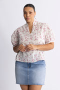 Signy S Flower Dobby Blus - Pink Dobby
