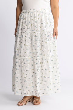 Rana Broderie Anglaise Skirt - Forglemmegei White