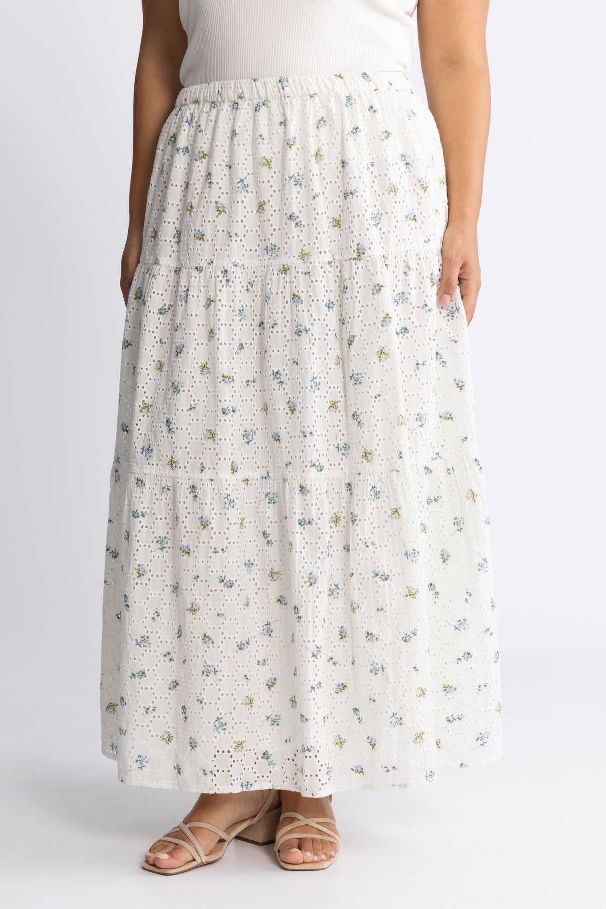 Rana Broderie Anglaise Kjol - Forglemmegei White