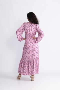 Lana Satin Maxi Dress - Pink Floral