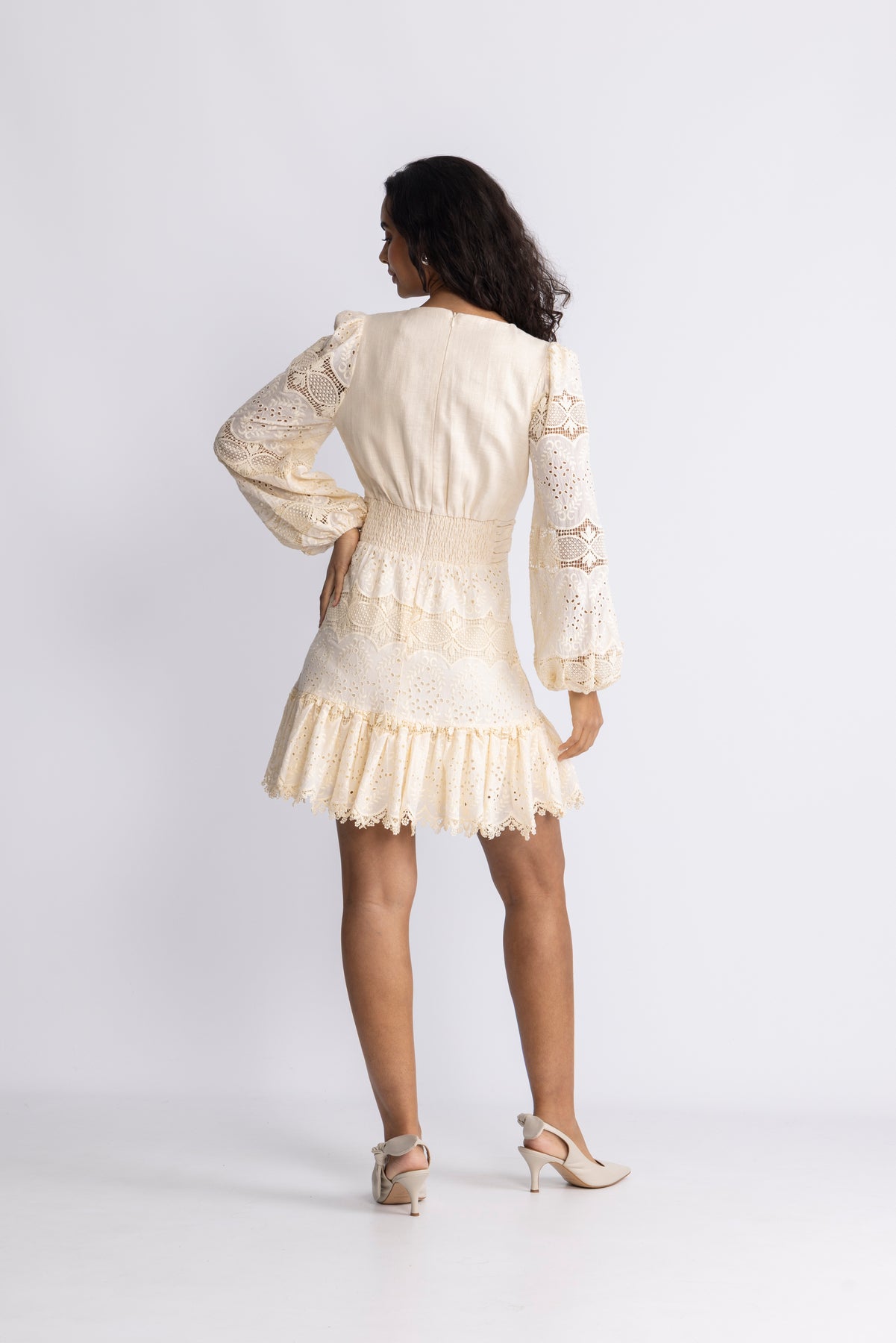 Lani Lace Mini Dress - Creme
