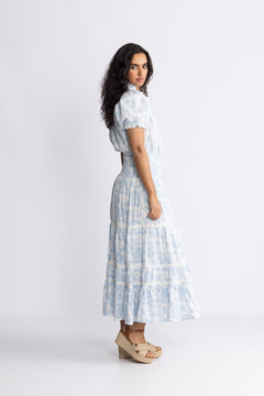 Vendla Flower Dobby Skirt - Blue Dobby Flower