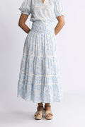 Vendla Flower Dobby-kjol - Blue Dobby Flower