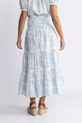 Vendla Flower Dobby-kjol - Blue Dobby Flower