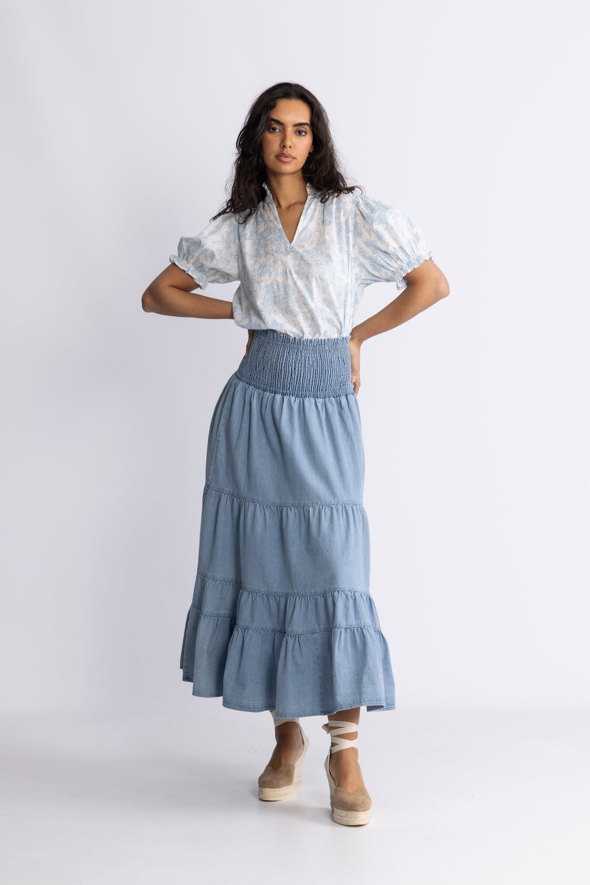 Vendla Denim Maxikjol - Blå
