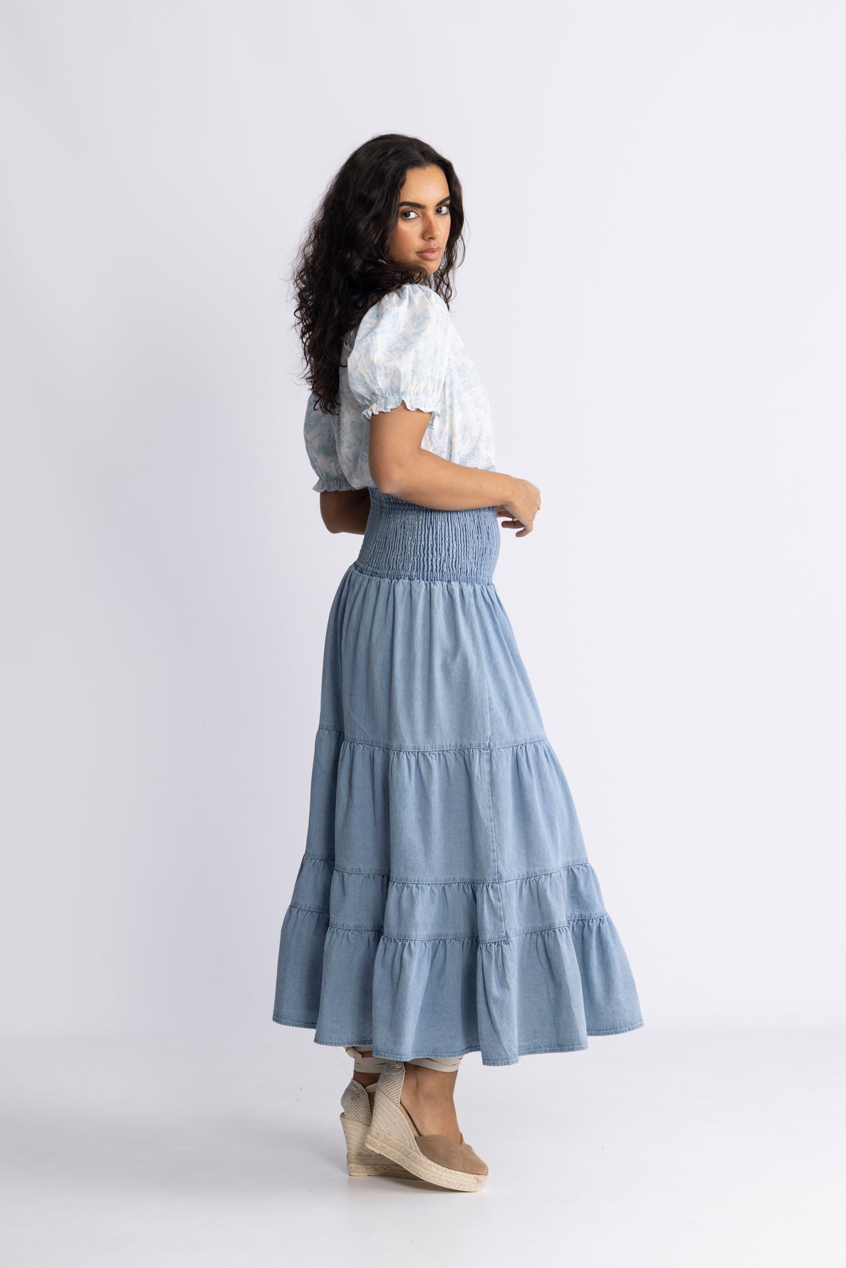 Vendla Denim Maxikjol - Blå