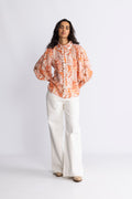 Sibba Patchwork Blus - Korall