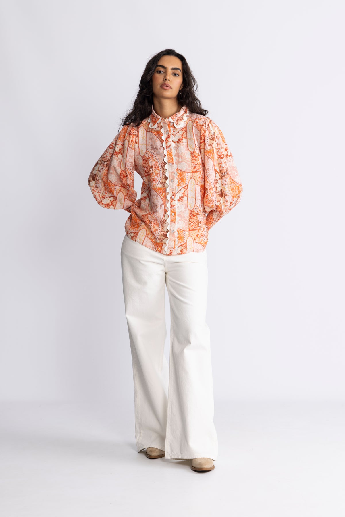 Sibba Patchwork Blus - Korall